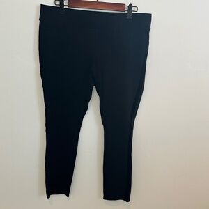 White House Black Market Black Leggings w/Velvet Tuxedo Stripe Size Large Short